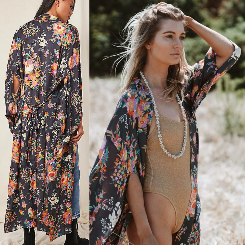 Spell Designs Leo Maxi Robe Kimono Charcoal S / M - Picture 10 of 16